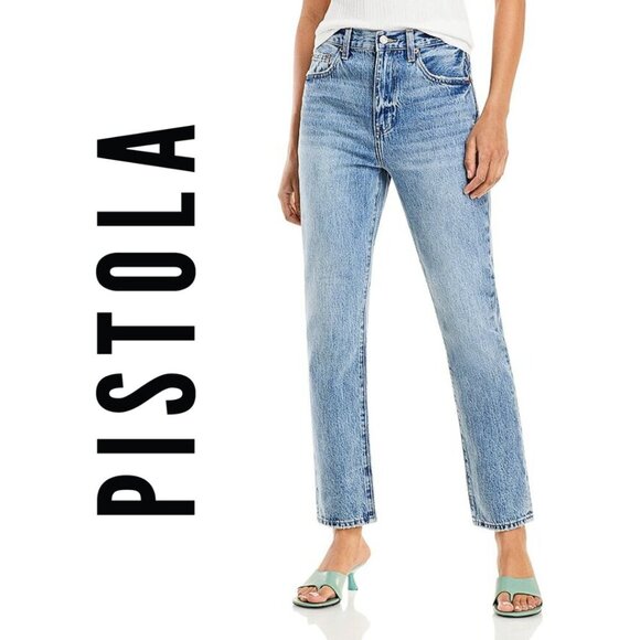 Pistola, Keaton, High Rise Slim Straight Leg Jeans, Light Medium Wash, Blue - Picture 1 of 6